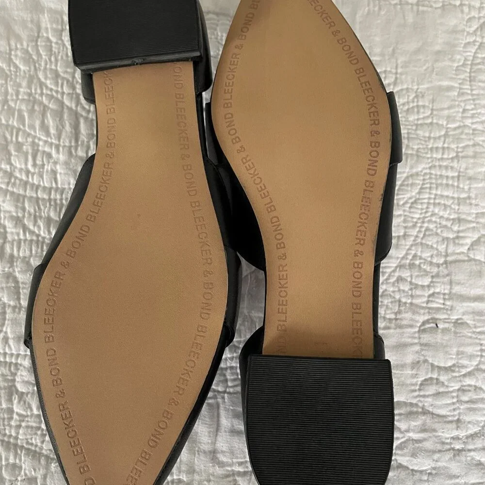 Bleecker & Bond ‘Gloria’ Pointed Toe Leather Flat Black S:6.5 RUNS LARGE